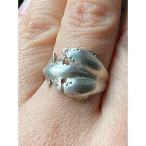 925 sterling silver 3 dolphin ring size 6